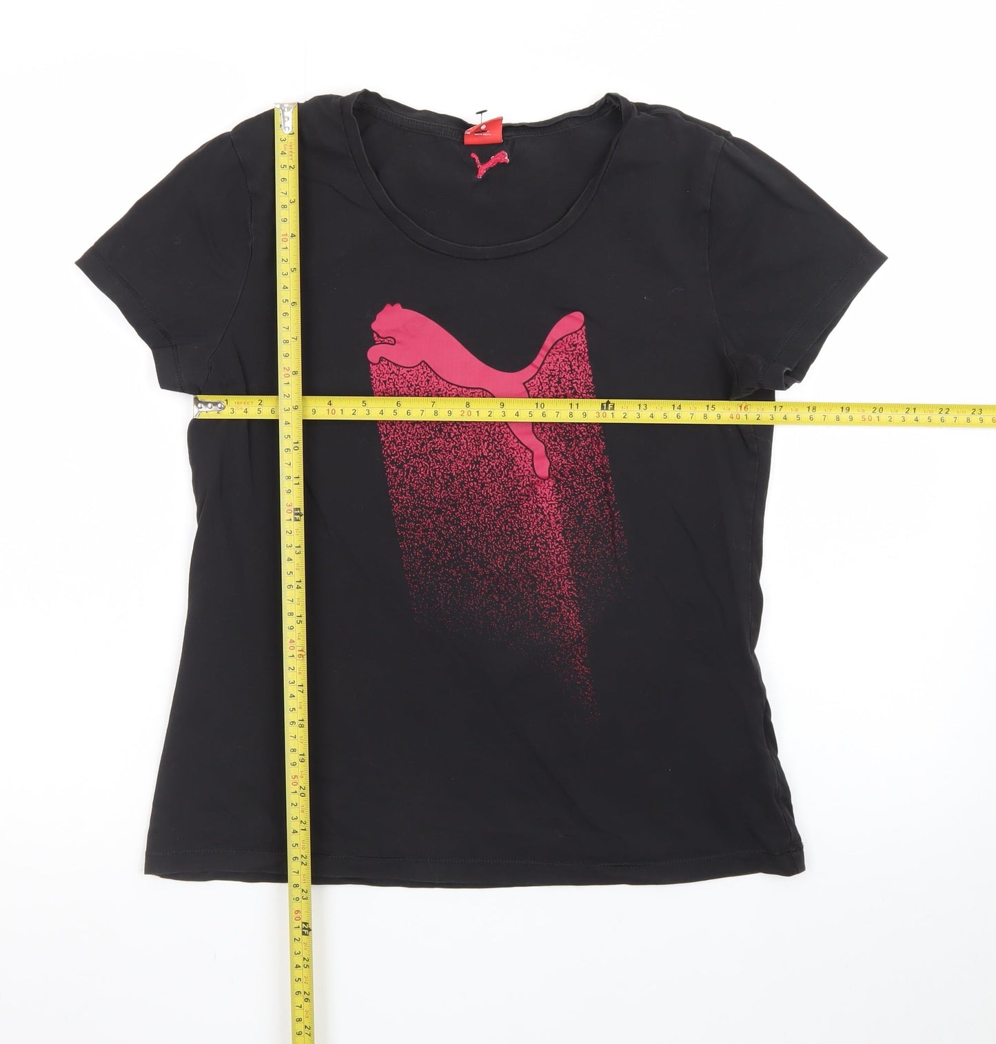 Puma Womens Black Short Sleeve Crew Neck T-Shirt Size 14