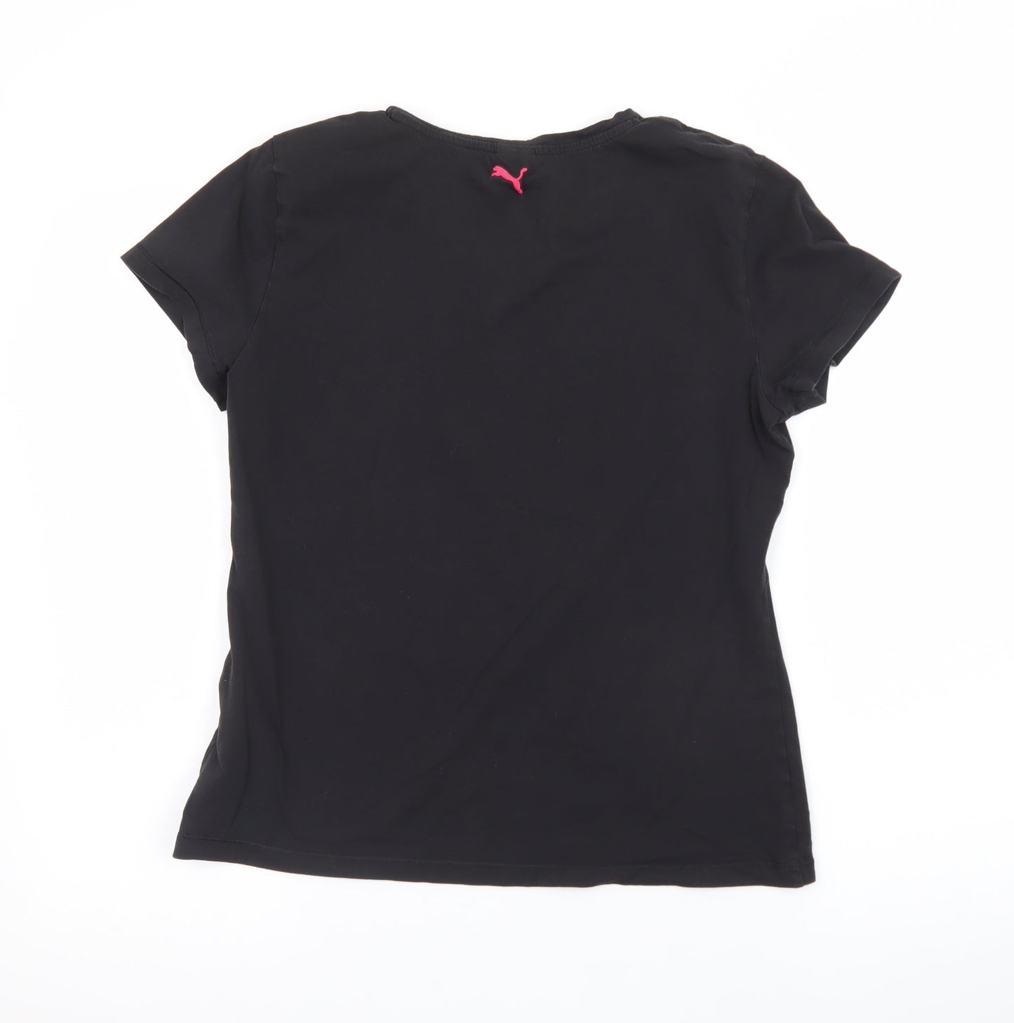 Puma Womens Black Short Sleeve Crew Neck T-Shirt Size 14