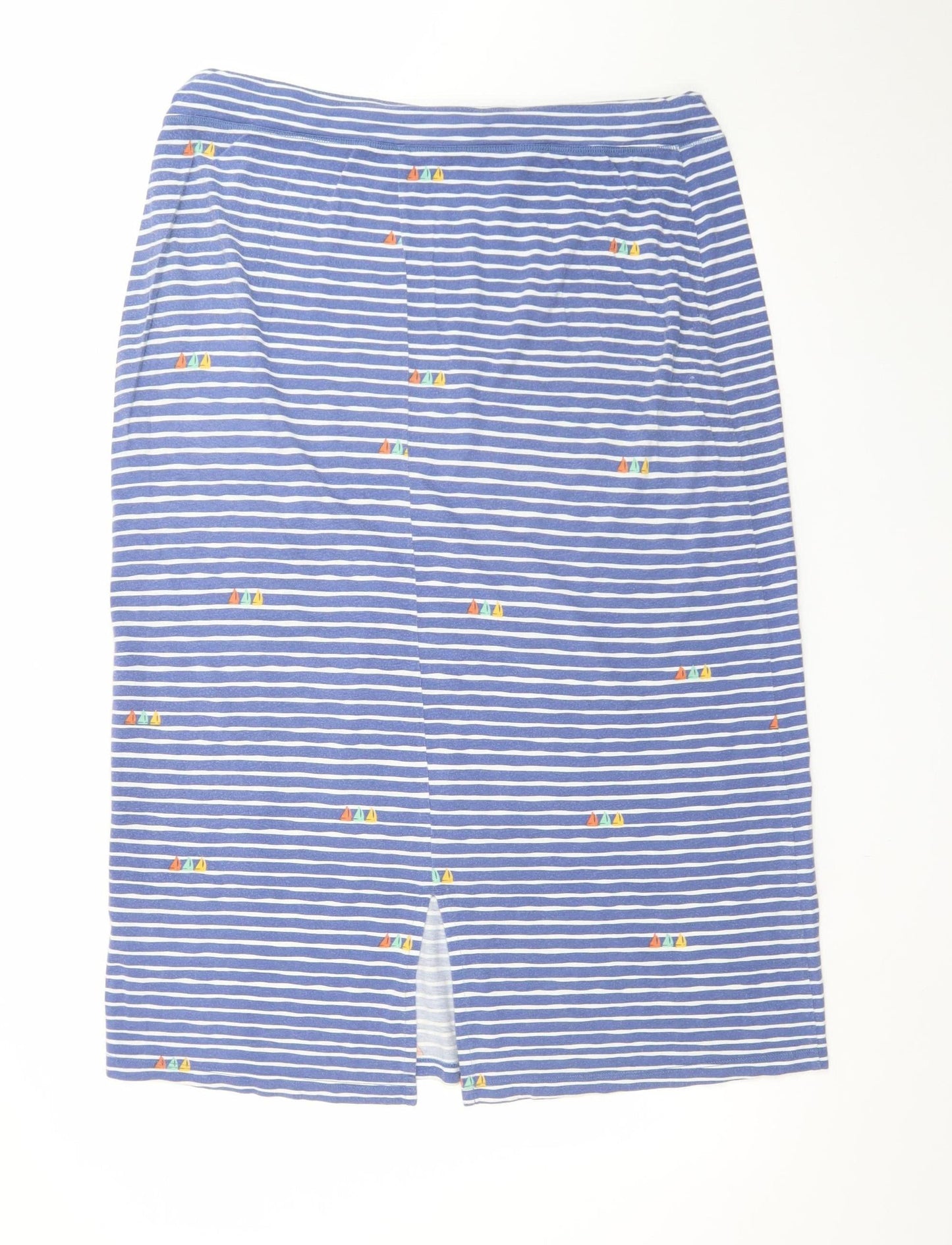 Seasalt Cornwall Women Blue Striped Cotton Stretch Skirt Size 14
