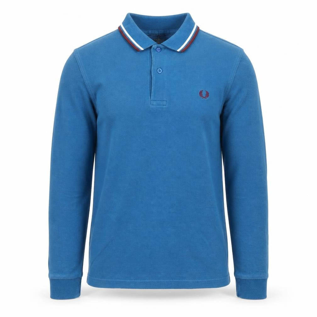 Fred Perry Men's Blue Long Sleeve Slim Fit Polo Shirt XS