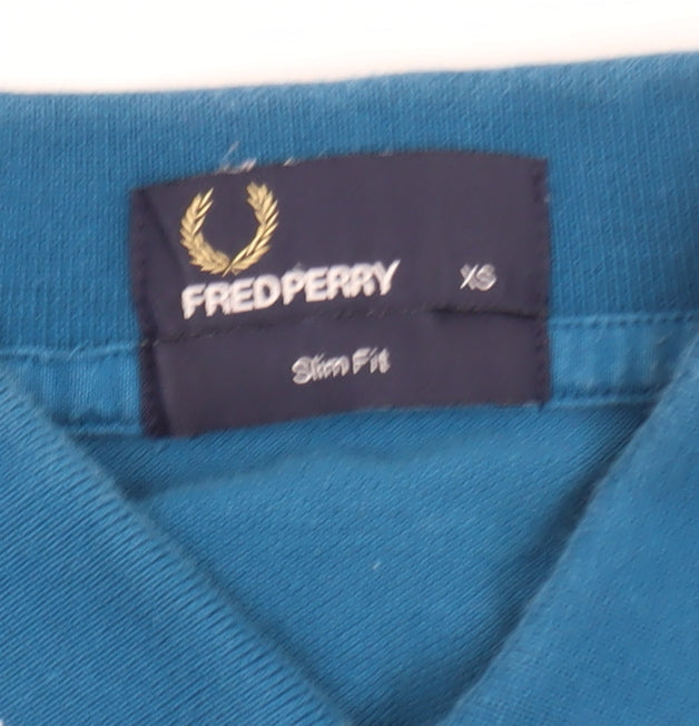 Fred Perry Men's Blue Long Sleeve Slim Fit Polo Shirt XS
