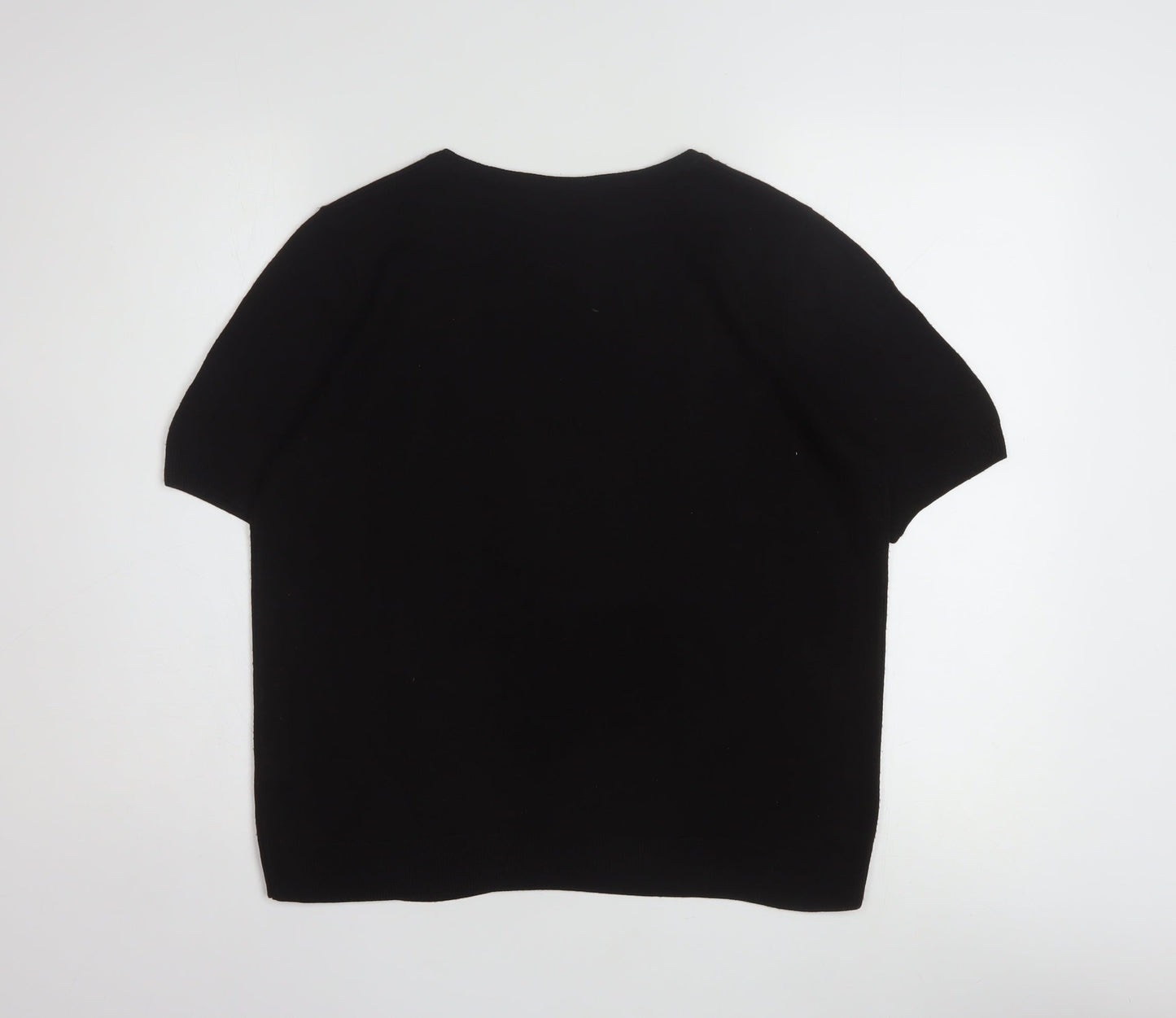 Marks and Spencer Womens Black Short Sleeve Knit Jumper Size 16