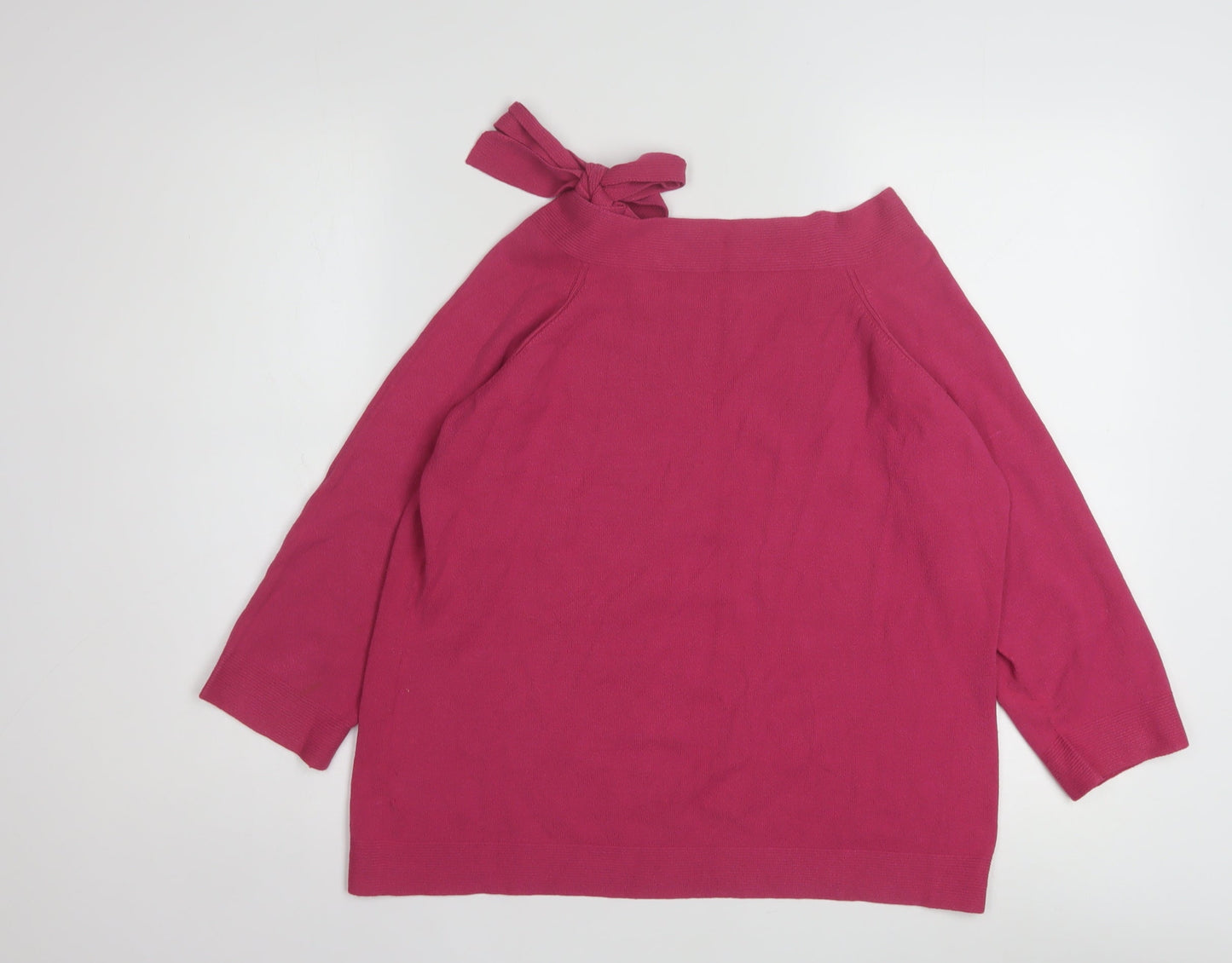 Marks and Spencer Women Pink Bow Neck 3/4 Sleeve Jumper Size 20