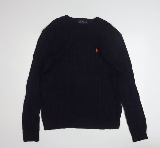 Polo Ralph Lauren Men's Blue Cable-Knit Cotton Jumper M