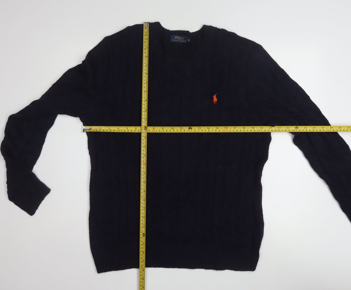 Polo Ralph Lauren Men's Blue Cable-Knit Cotton Jumper M