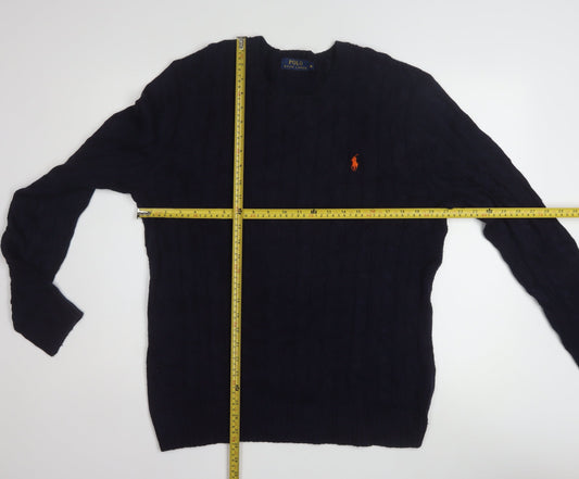 Polo Ralph Lauren Men's Blue Cable-Knit Cotton Jumper M