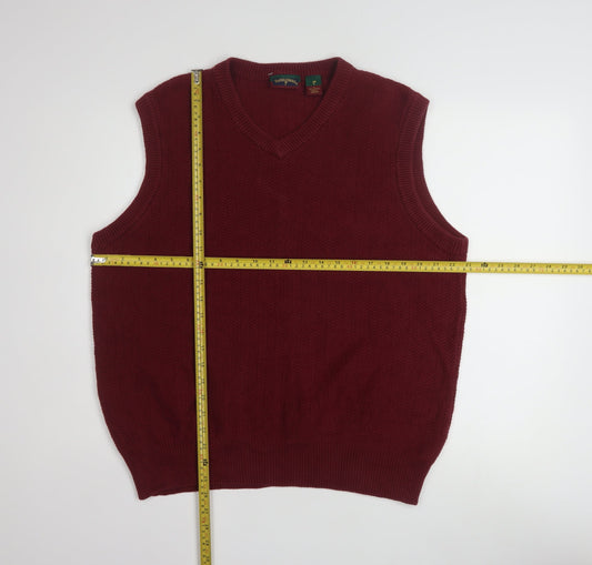 Saddlebred Men Red Cotton Knit V-Neck Sleeveless Vest L