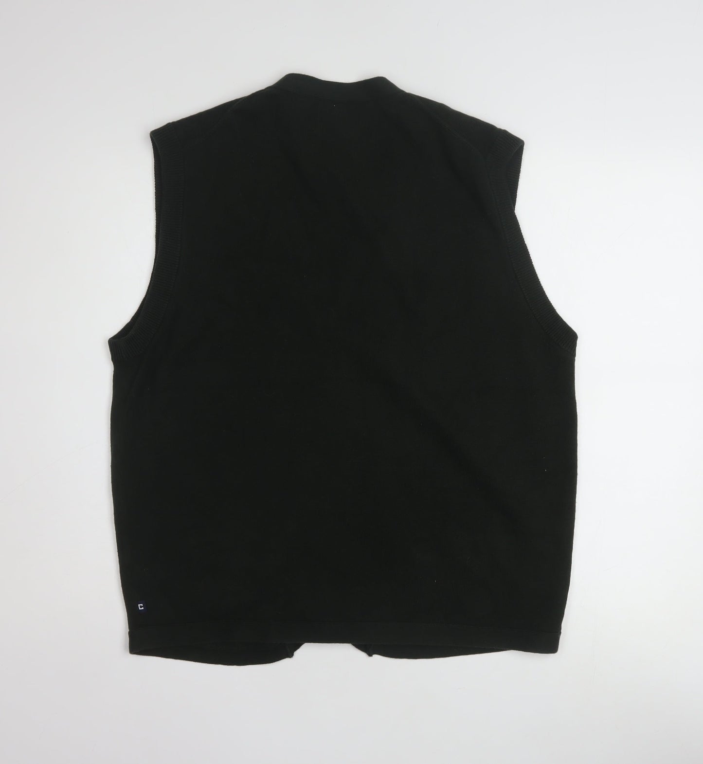 Chaps Men's Black Cotton V-Neck Sleeveless Vest Jumper L