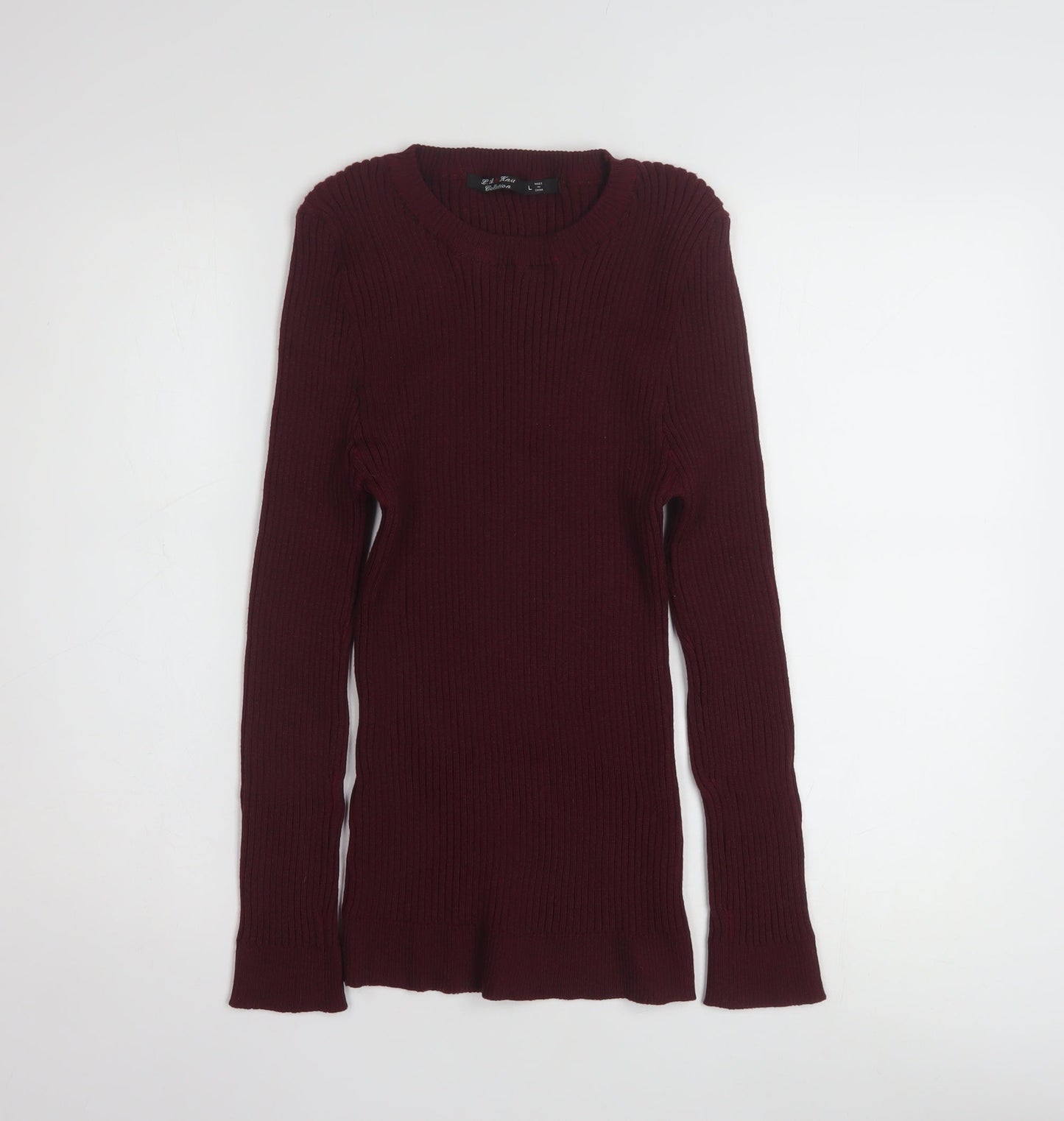 L.A. Knit Collection Women's Burgundy Long Sleeve Pullover Jumper Size L