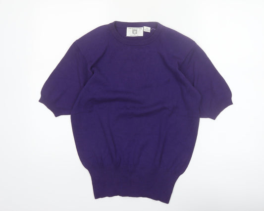Anne Klein Knitwear Women’s Purple Cotton Short Sleeve Jumper M