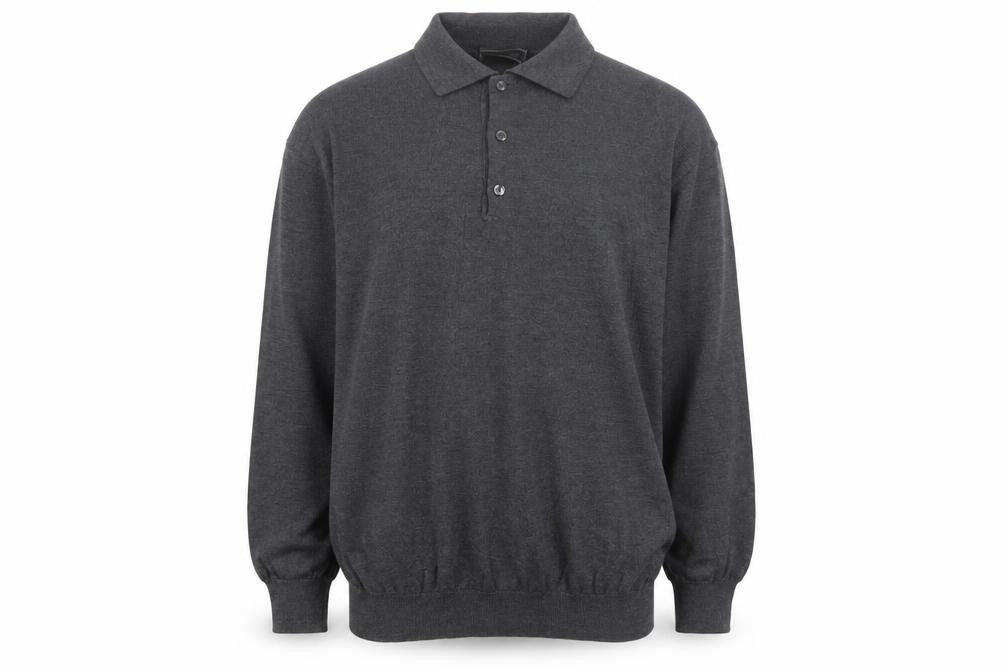 Daniel Hechter Men’s Grey Wool Collared Henley Jumper Size L