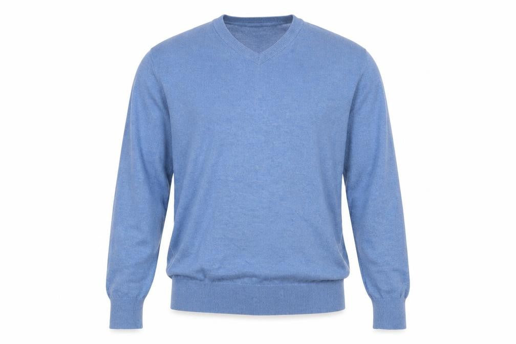 St John's Bay Men's Blue V-Neck Cotton Blend Jumper Size S