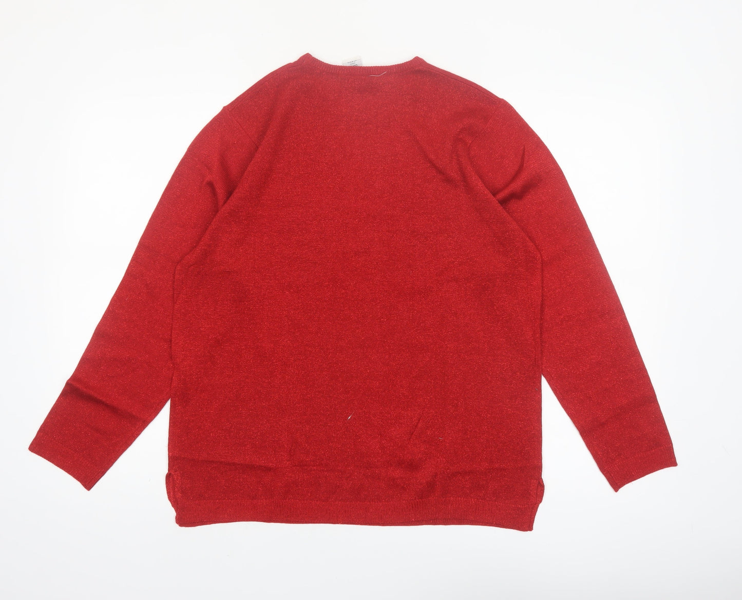 LEA Apparel Womens Red Crew Neck Long Sleeve Pullover Jumper L