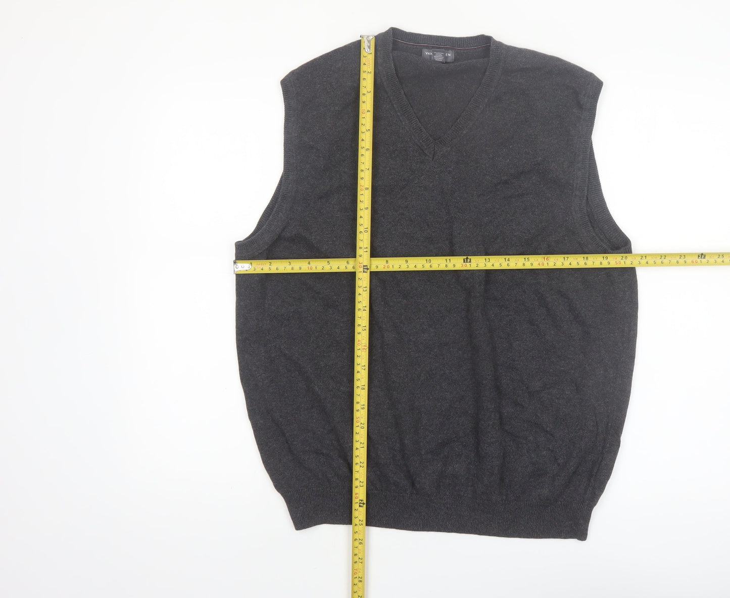 Van Heusen Men's Grey Cotton Knit V-Neck Sleeveless Vest L