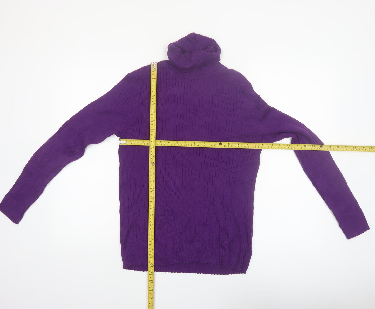 Kim Rogers Women's Purple Roll Neck Cotton Jumper Size L