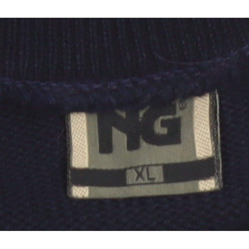 Additional view of Y.G. Men's Blue Collared Henley Knit Jumper XL Classic Style