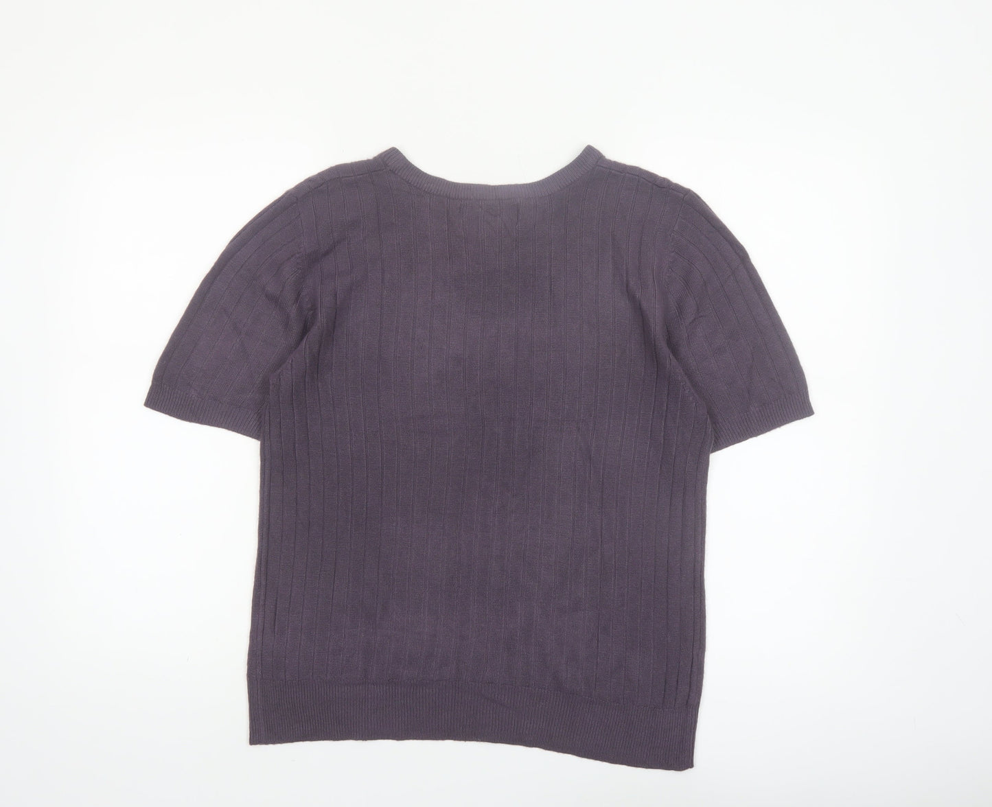 Sag Harbor Women’s Purple Short Sleeve Cable Knit Jumper Size L