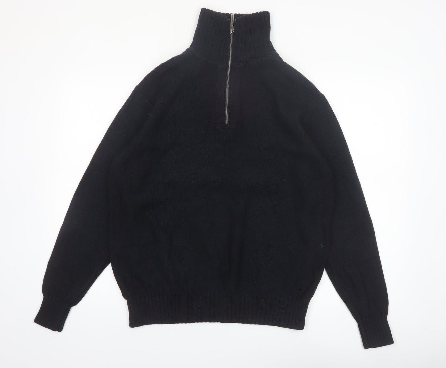 Geoffrey Beene Men's Black Cotton 1/2 Zip High Neck Jumper L