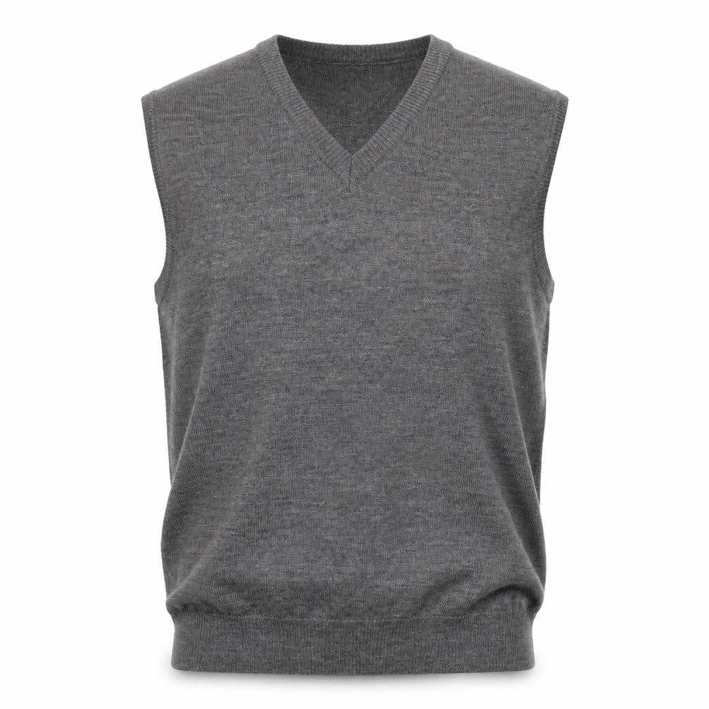 ColorPlus Men Grey Wool Blend V-Neck Sleeveless Vest L