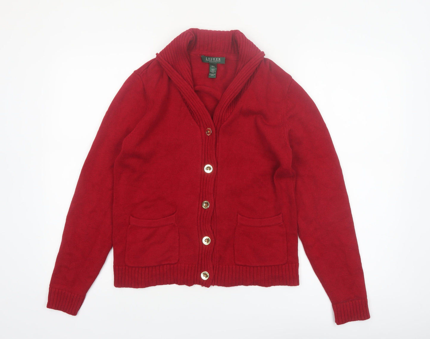 Lauren Ralph Lauren Petite Red Cotton Button Cardigan Women P/L