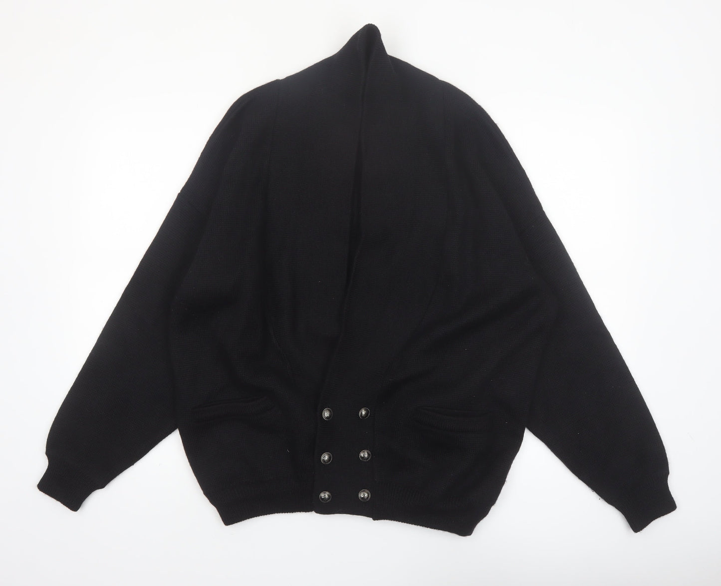 Aklanda Men's Black Wool Button Cardigan M Classic Fit