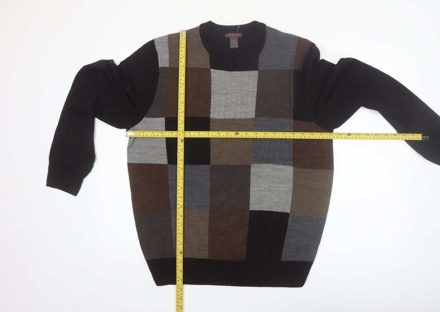 Dockers Men's Multicoloured Check Knit Acrylic Jumper L