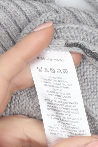 French Connection Men’s Grey Cable-Knit Cotton Jumper L