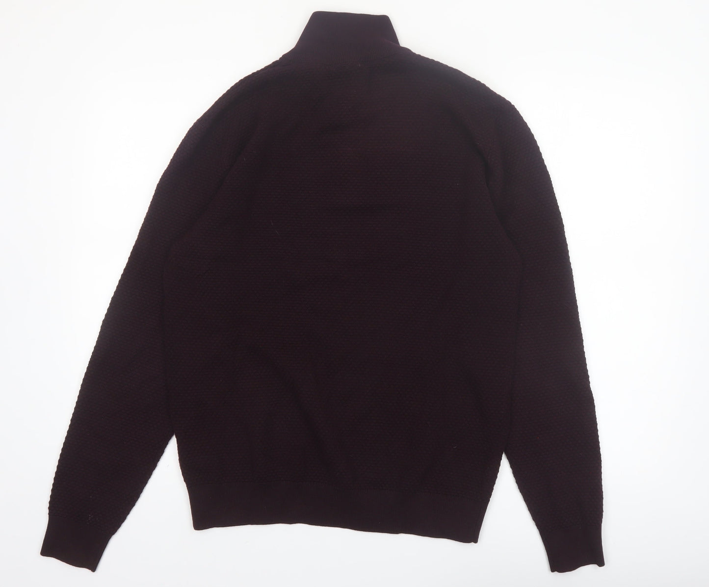 NEXT Men's Brown 1/4 Zip Cotton High Neck Jumper M