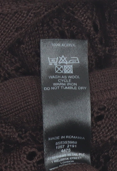 Casual Club Women Brown Open Knit Acrylic Cardigan Size 18