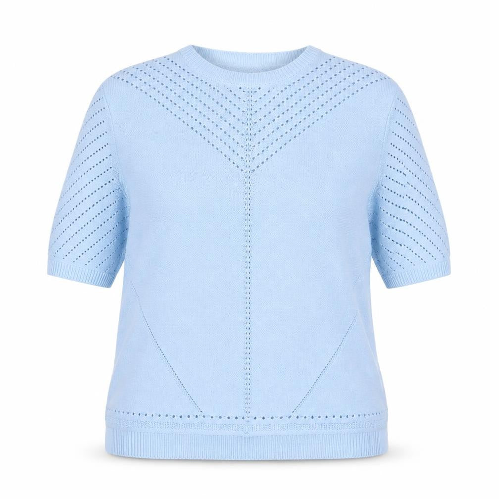 Isle Essentials Women's Blue Cotton Short Sleeve Jumper Size 14-16