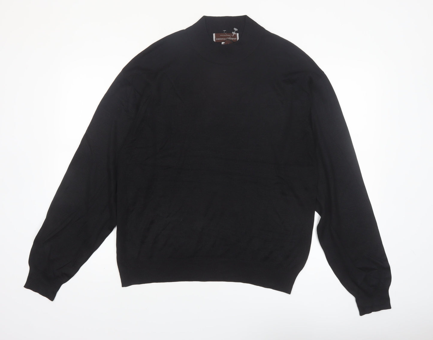 Johnston & Murphy Men's Black Silk Mock Neck Jumper L