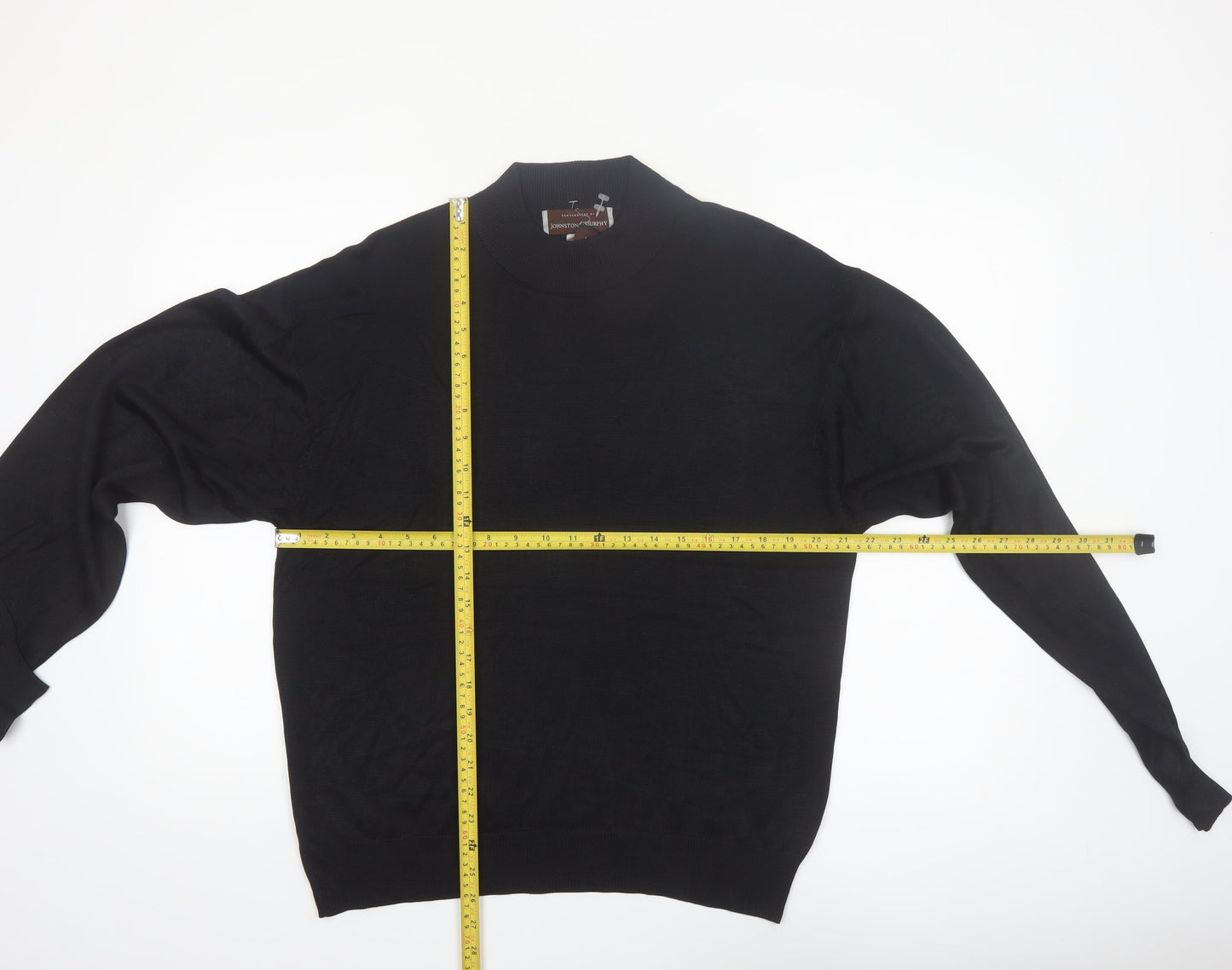 Johnston & Murphy Men's Black Silk Mock Neck Jumper L