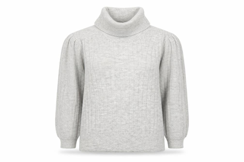 Mango Women’s Grey Roll Neck Wool Blend 3/4 Sleeve Jumper Size 12