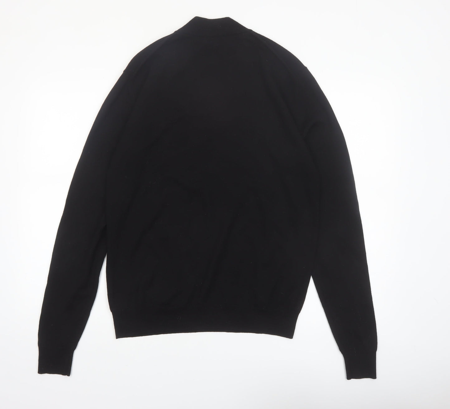 Jigsaw Mens Black Wool Mock Neck Jumper Size L Classic Knitwear
