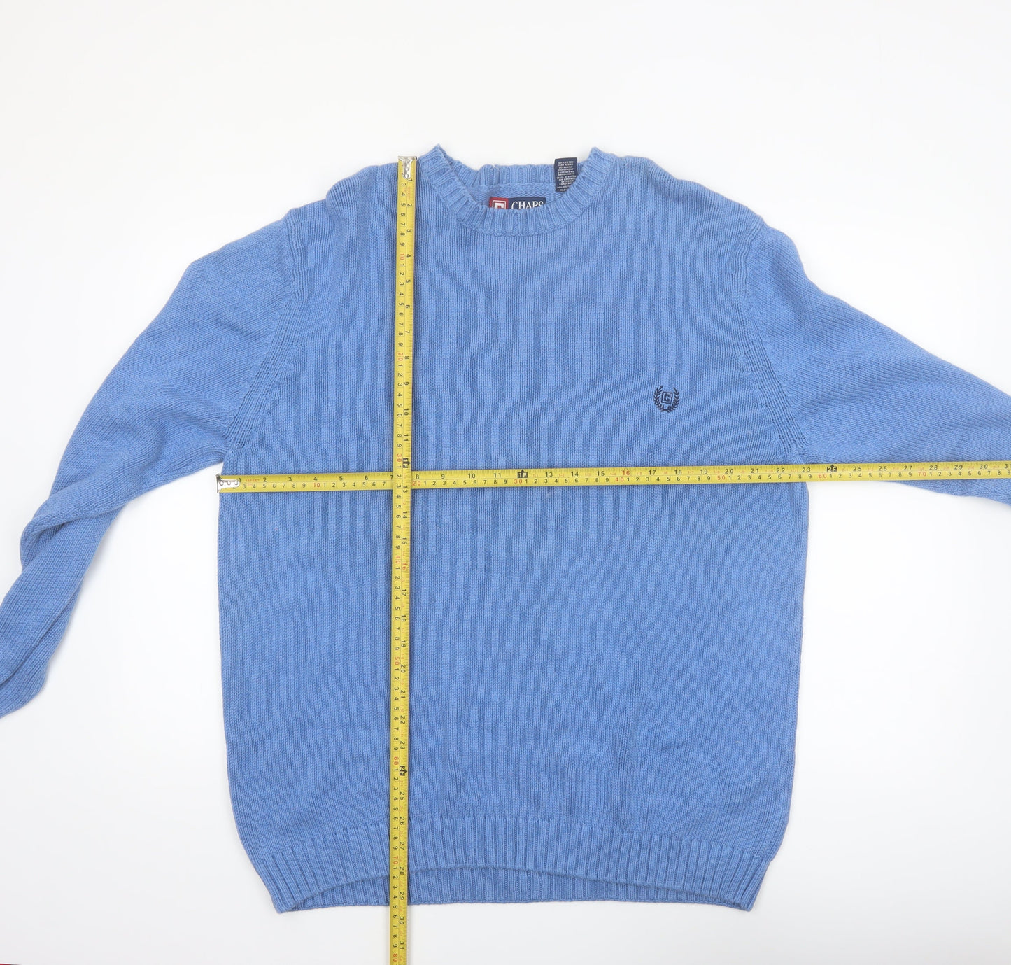 Chaps Men's Blue Cotton Crew Neck Pullover Jumper XL