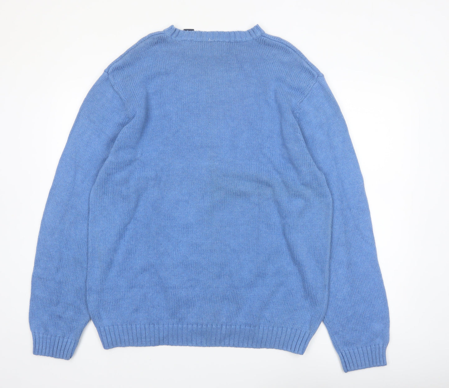 Chaps Men's Blue Cotton Crew Neck Pullover Jumper XL