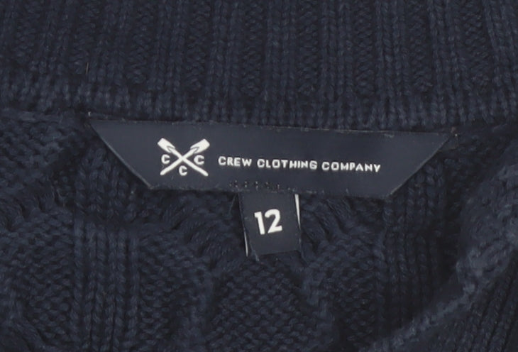 Crew Clothing Company Women’s Blue Cotton Collared Cable Knit Jumper Size 12