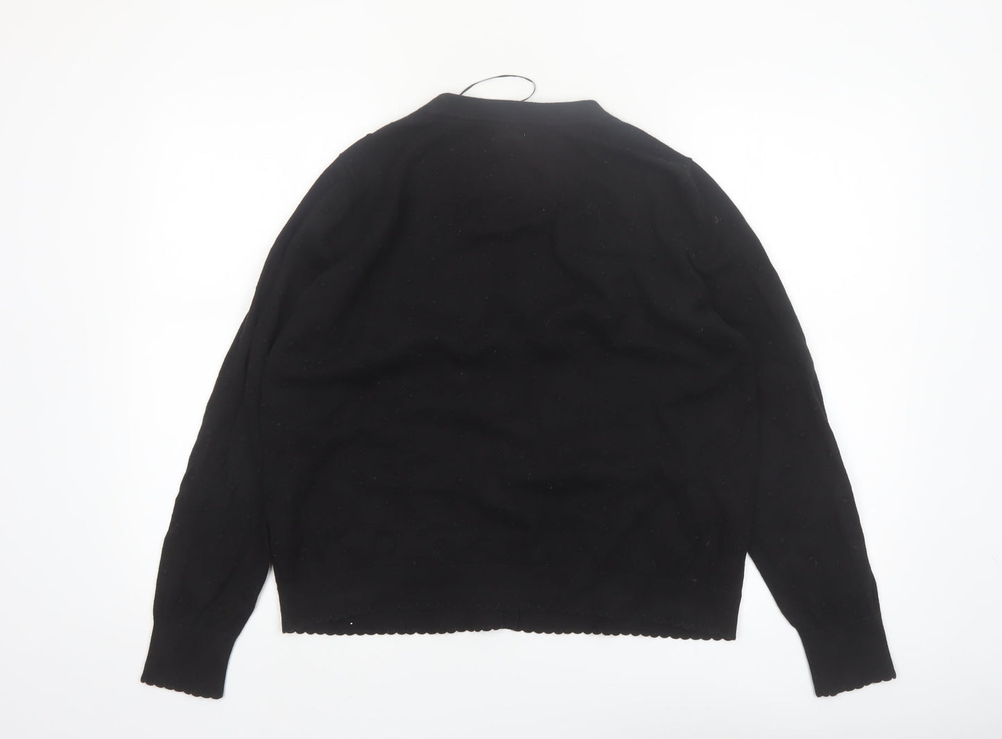 Fat Face Women Black Cotton Wool Cardigan UK 18 Long Sleeve Knitwear