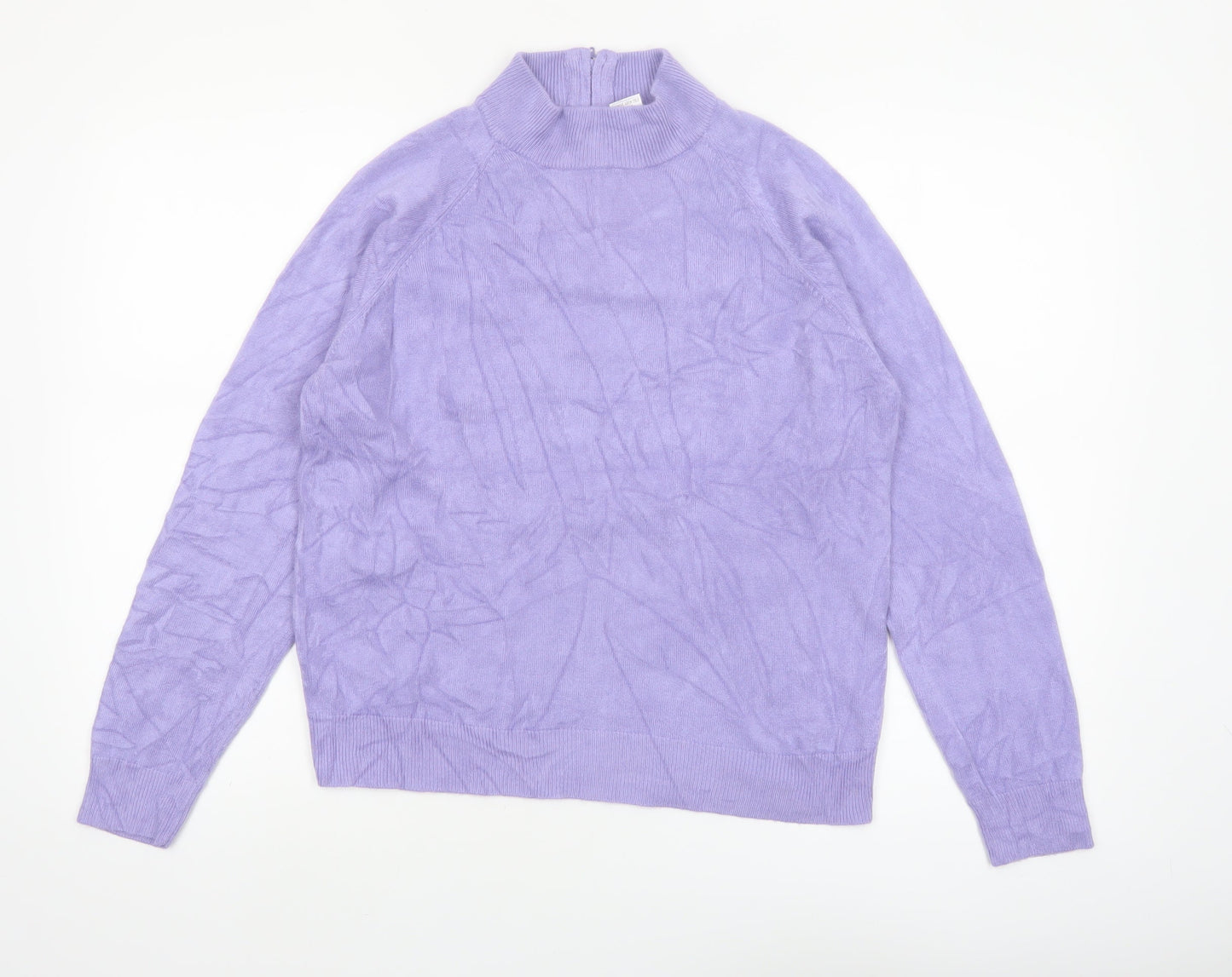 Draper's & Damon's Women's Purple Mock Neck Acrylic Jumper Size M