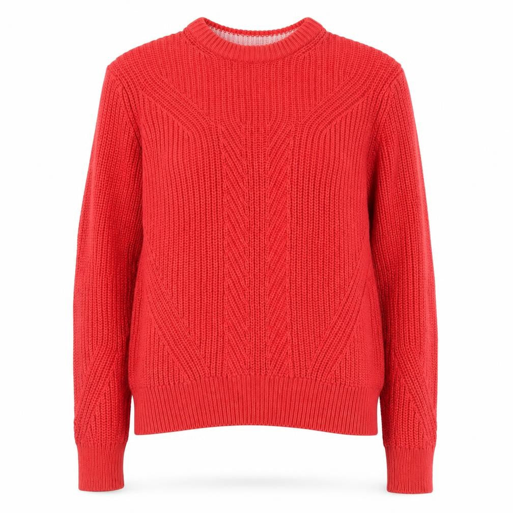Marks & Spencer Women Bright Red Cotton Cable-Knit Jumper Size S