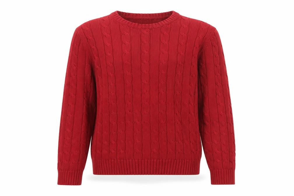 Marks & Spencer Men's Red Cable-Knit Cotton Pullover Jumper M