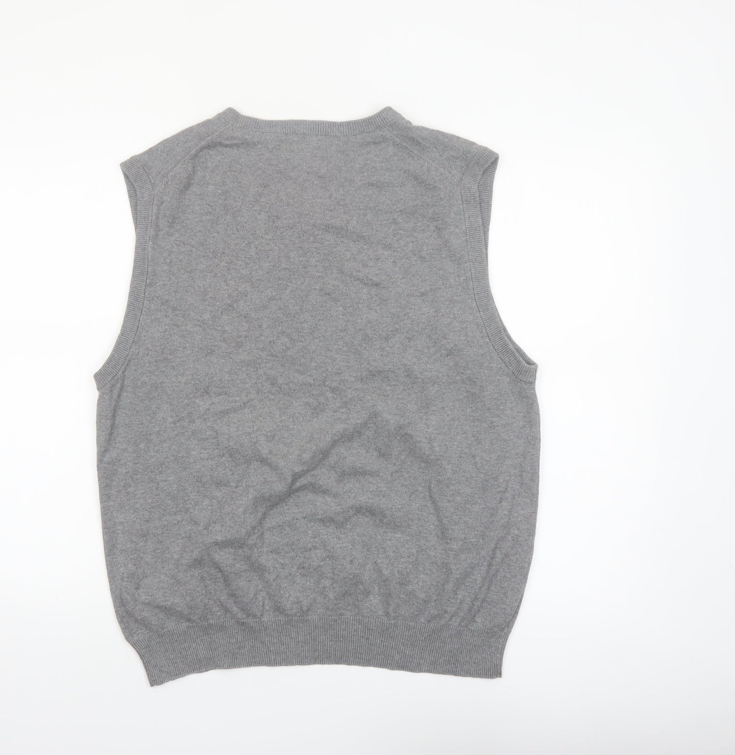 Chaps Men’s Grey Cotton V-Neck Sleeveless Vest Jumper L