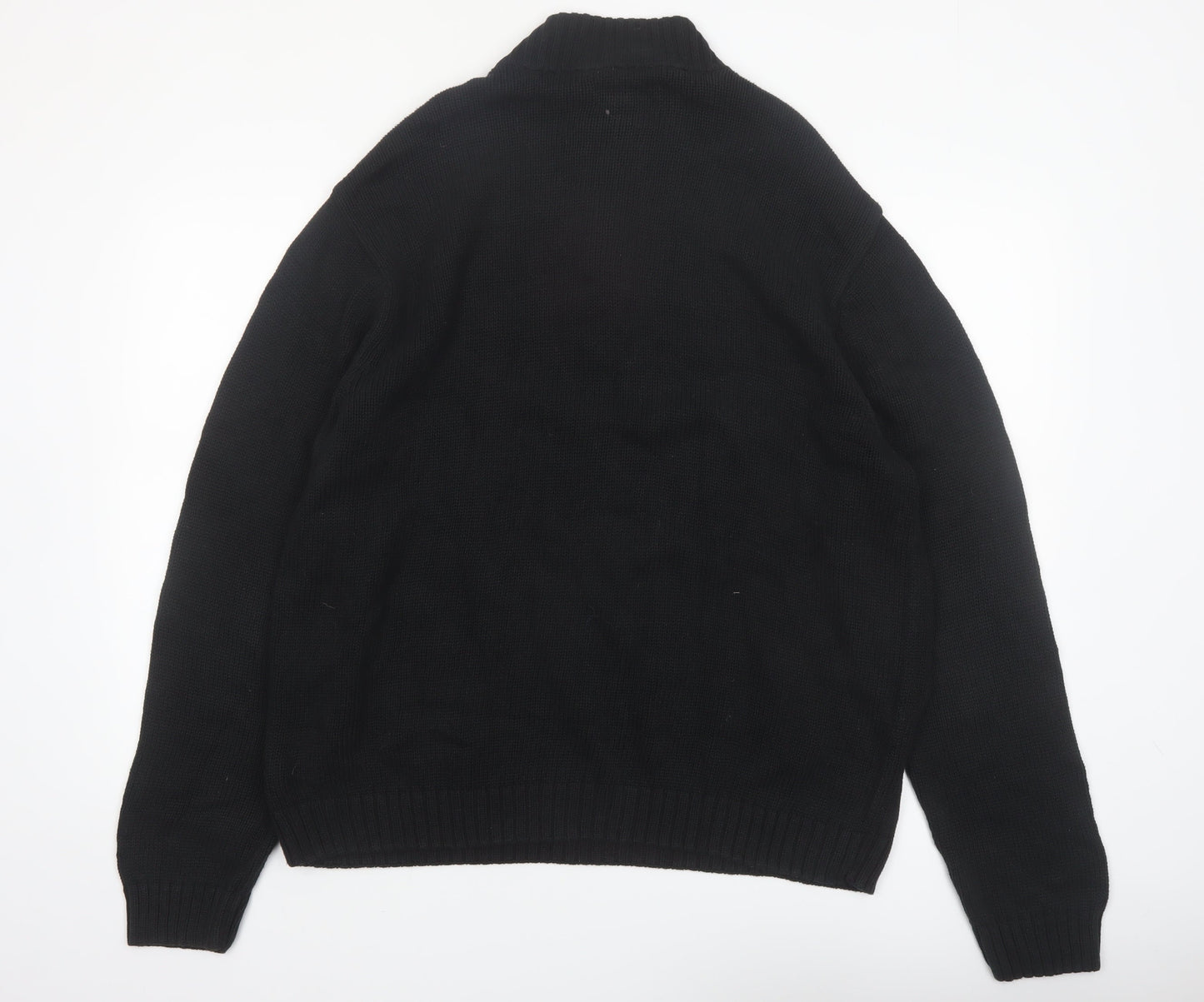 Chaps Men’s Black XL 1/4 Zip Cotton Knit Jumper High Neck