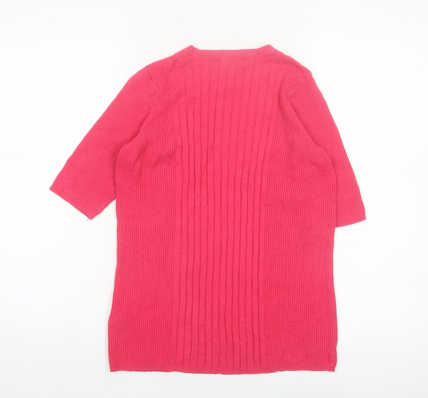 Marks and Spencer Women's Pink Knit 3/4 Sleeve Pullover Jumper M