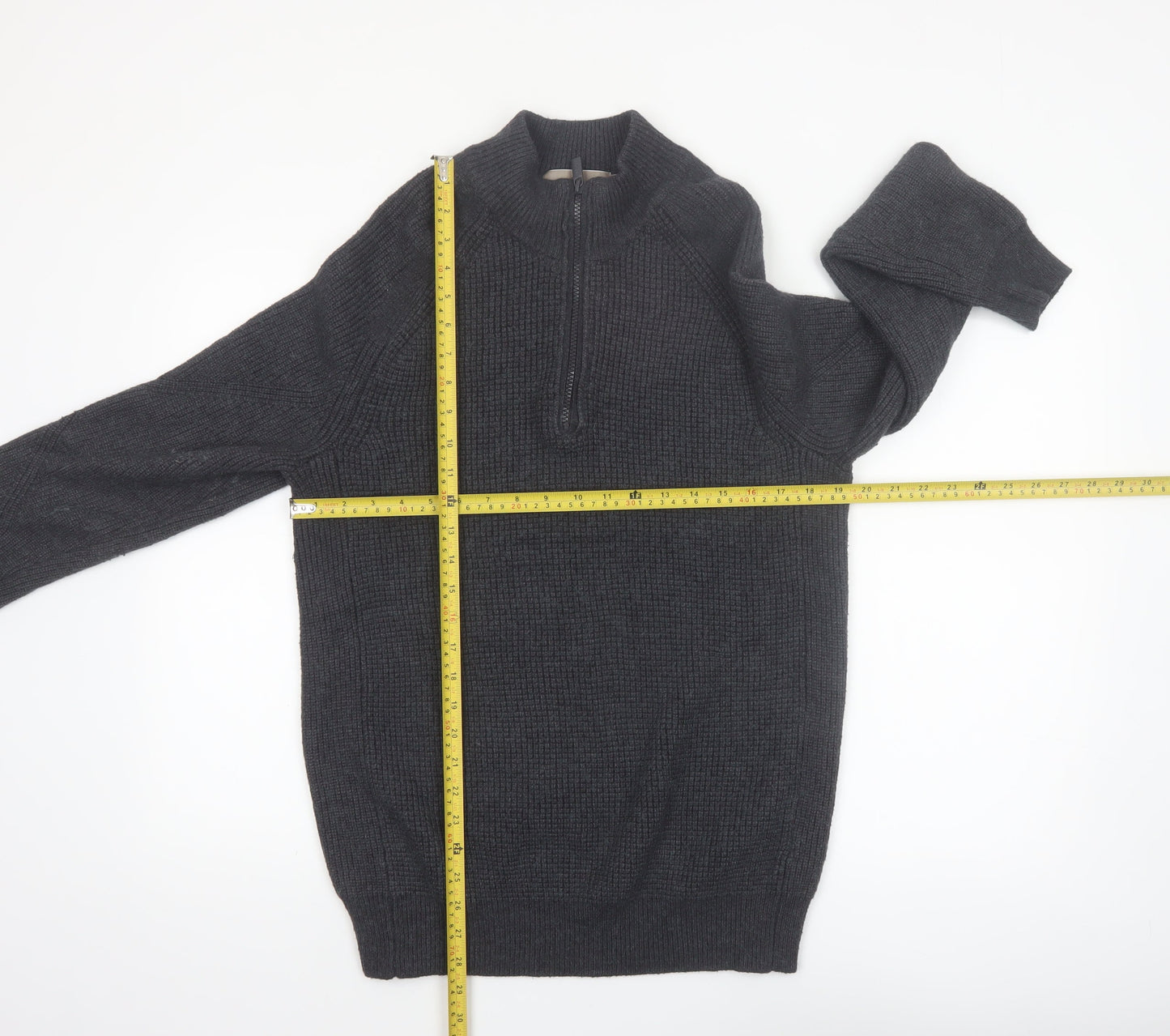Rainforest Men's Grey 1/4 Zip High Neck Knit Jumper Size L