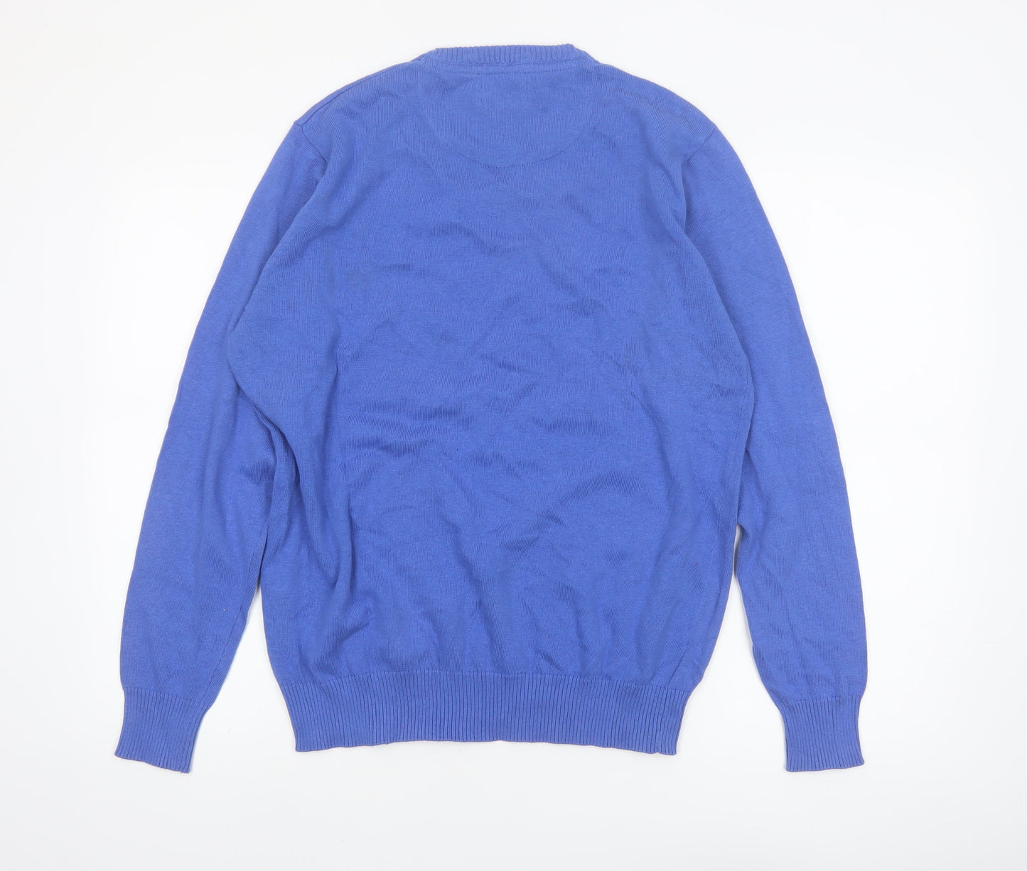 Bel Toro Men's Blue Cotton V-Neck Jumper Size L Classic Knit