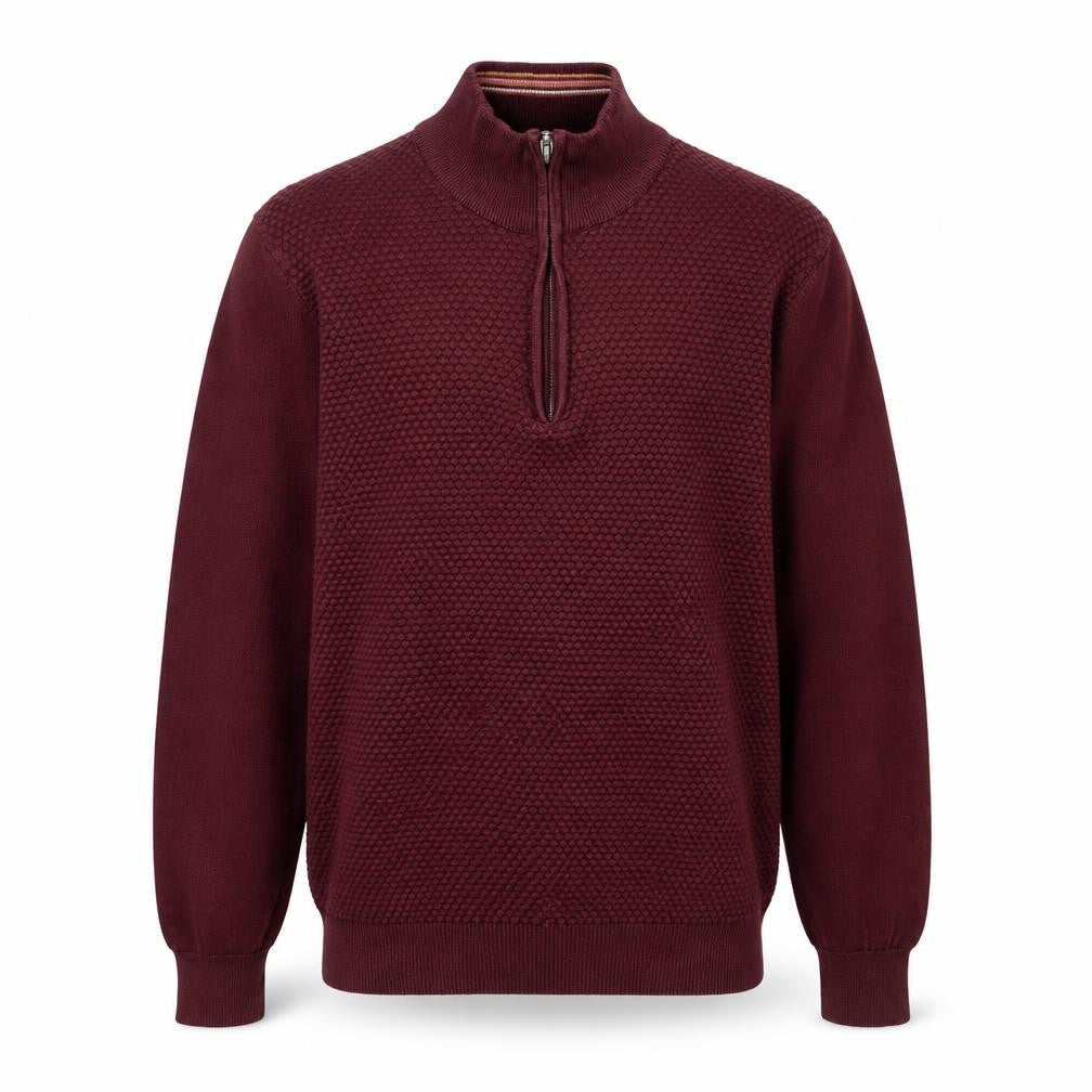 Guide London Men's Red Cotton Half Zip High Neck Jumper Size M