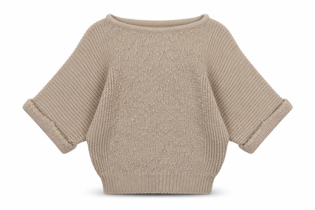 Etam Women Beige Chunky Knit Boat Neck Short Sleeve Pullover Jumper One Size