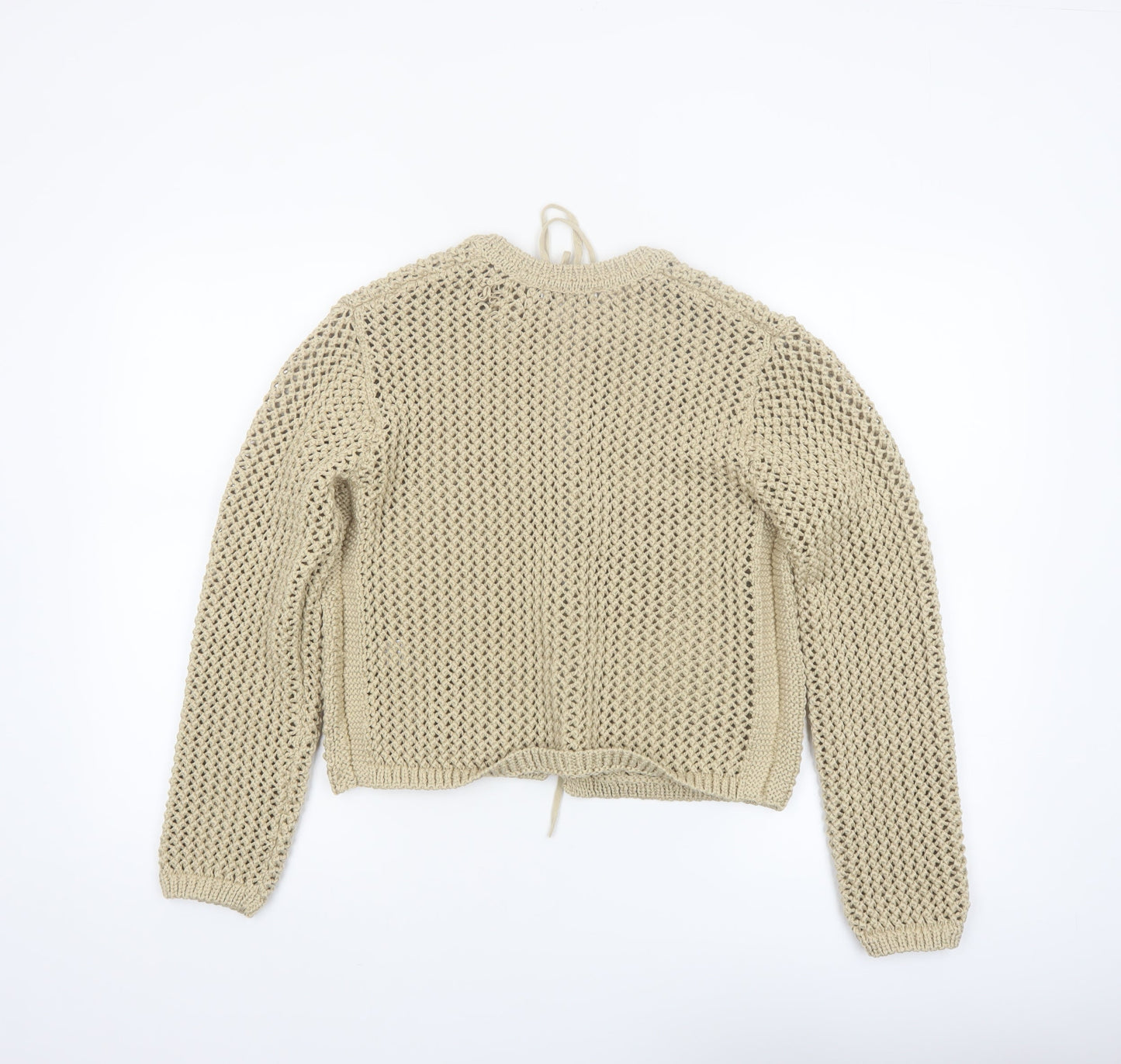 Marks and Spencer Women's Beige Open-Knit Cardigan Size L