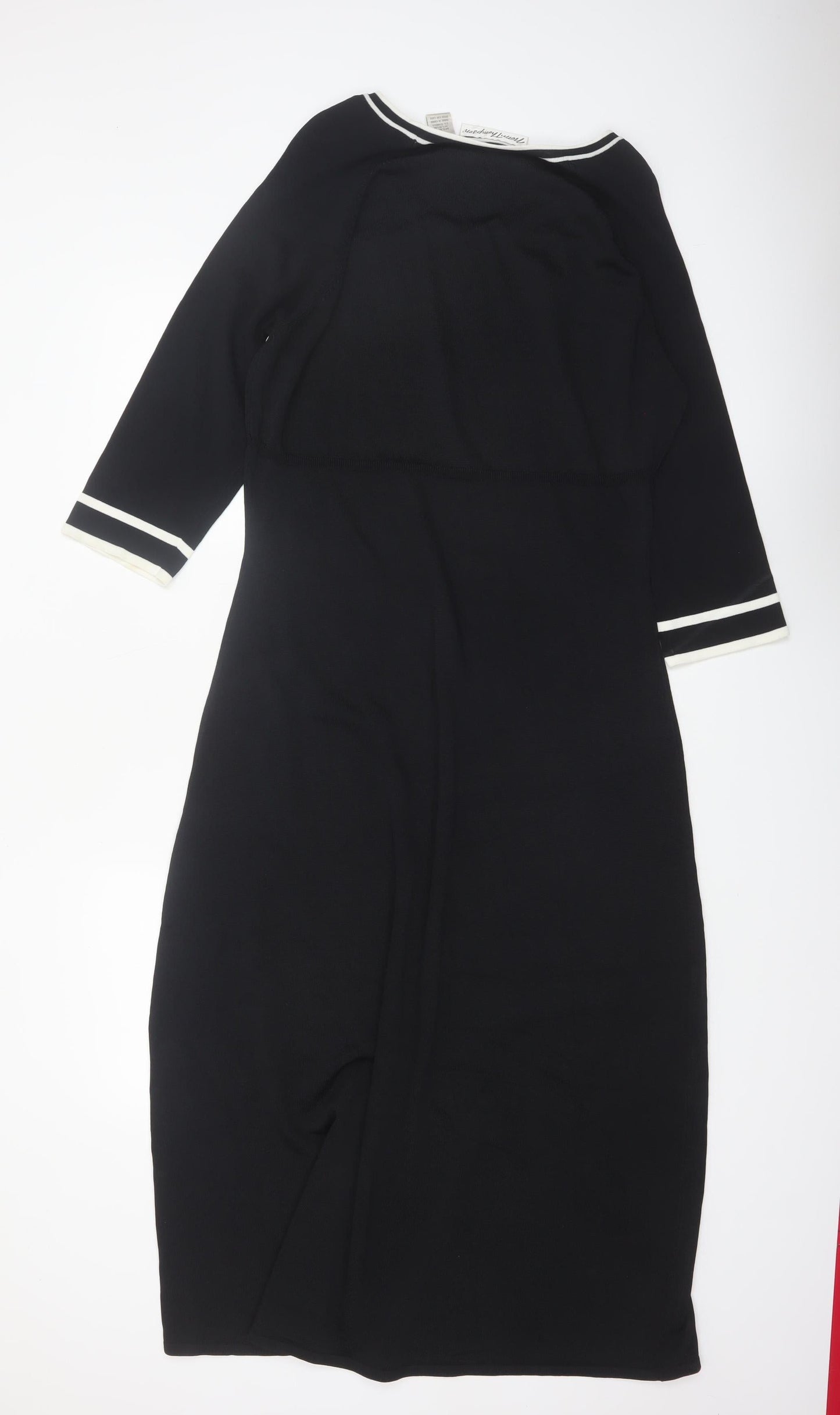 Norm Thompson Women Black M Knit Sheath Dress 3/4 Sleeve
